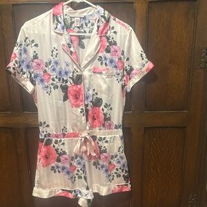 Victoria's Secret Pink Floral Satin Romper